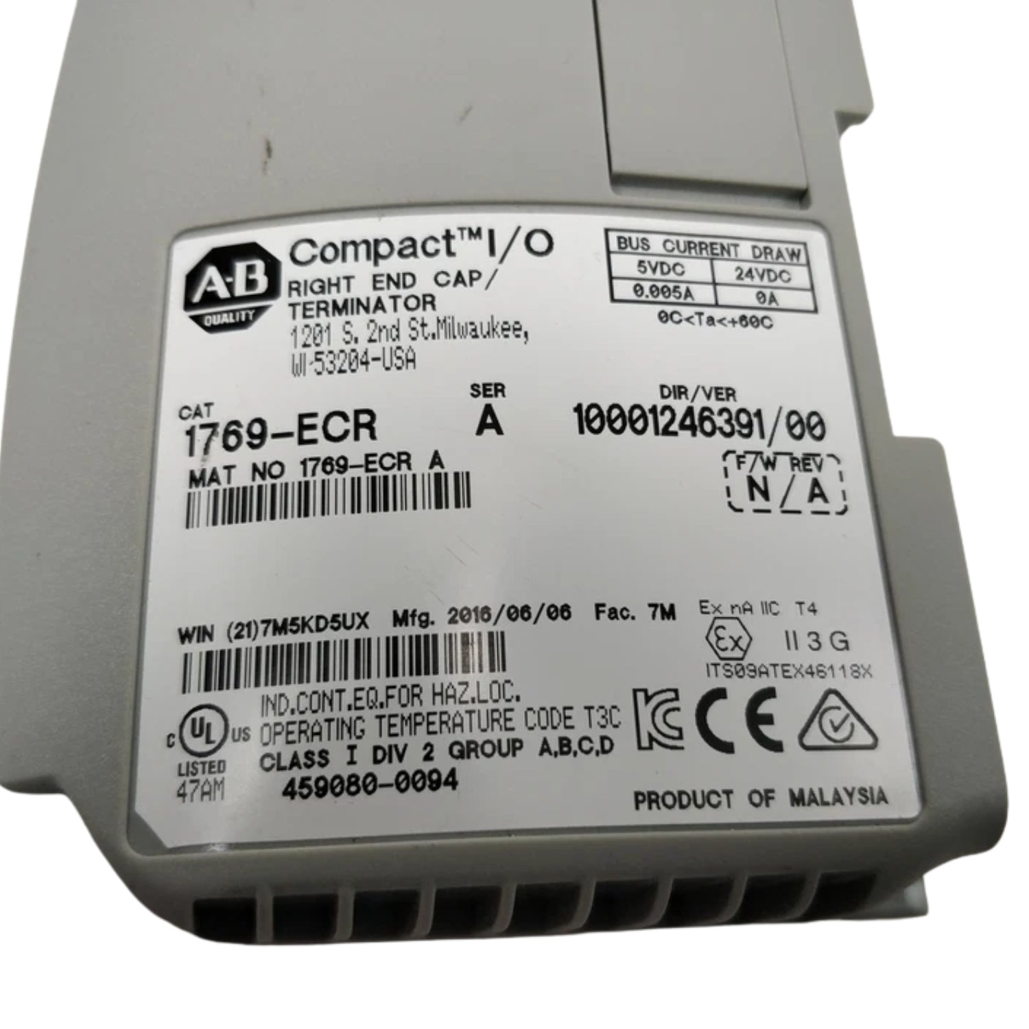 Allen Bradley 1769-ECR End Cap,Right,CompactLogix