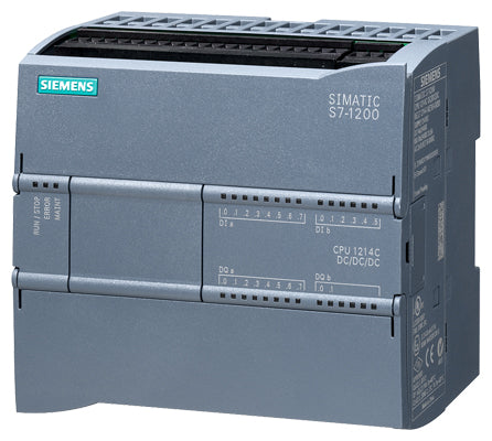 Siemens 6ES7214-1AG40-0XB0 SIMATIC S7-1200, CPU 1214C, compact CPU, DC/DC/DC, onboard I/O: 14 DI 24 V DC; 10 DO 24 V DC; 2 AI 0-10 V DC, power supply: DC 20.4-28.8 V DC, program/data memory 150 KB