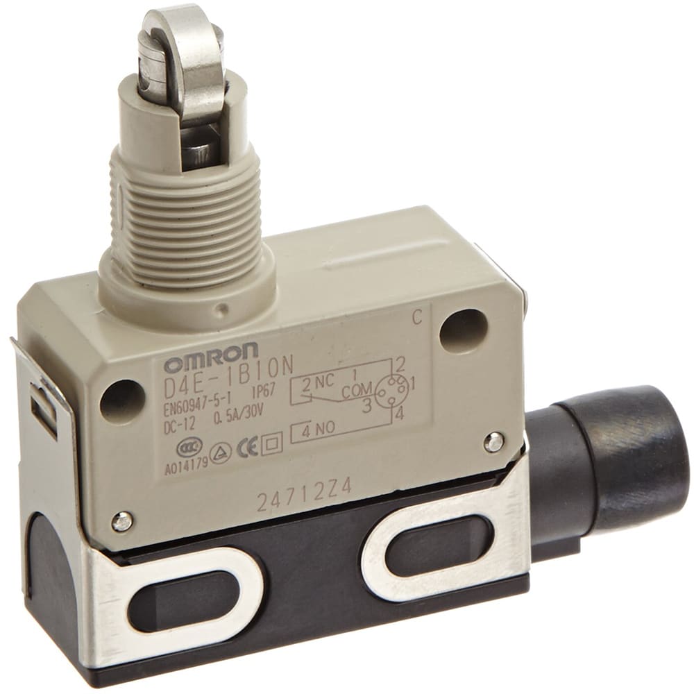 Omron D4E-1B10N Limit Switch; N.O./N.C. SPDT Cross Roller Plunger Connector 1A 250VAC 250VDC